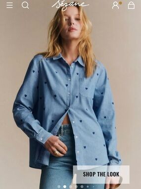 Sézane Tomboy shirt with hearts